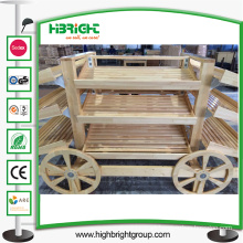 Wooden Fruits Car and Vegetables Display Racks for Stores